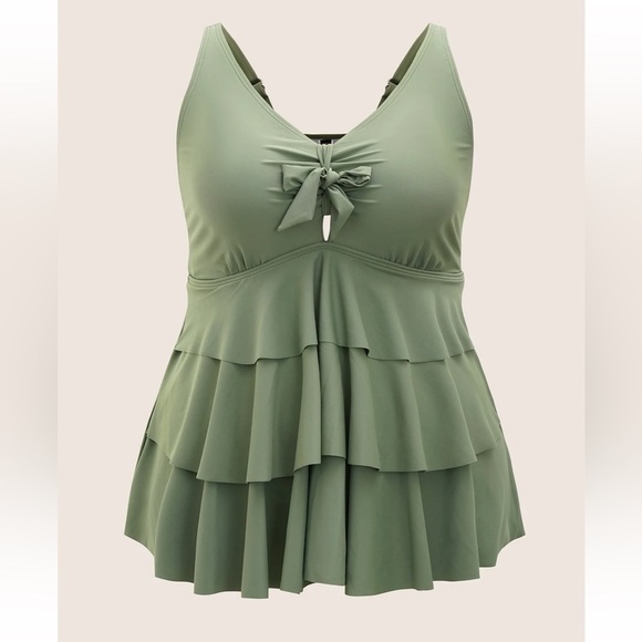 BloomChic Plus Size 2XL Knotted Front Ruffle Tiered Tankini Top us18-20 - Picture 6 of 7